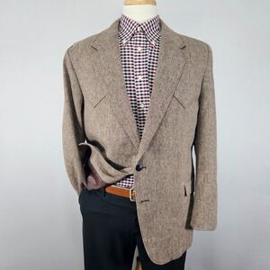 Circle S Men's Sport Coat Blazer Two Button Western Brown Wool Blend 48R